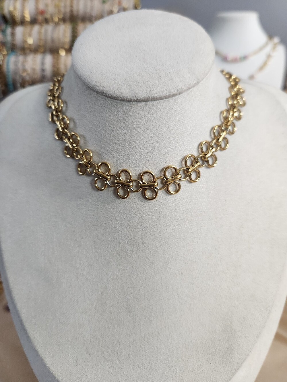 Gold Flower Choker Necklace